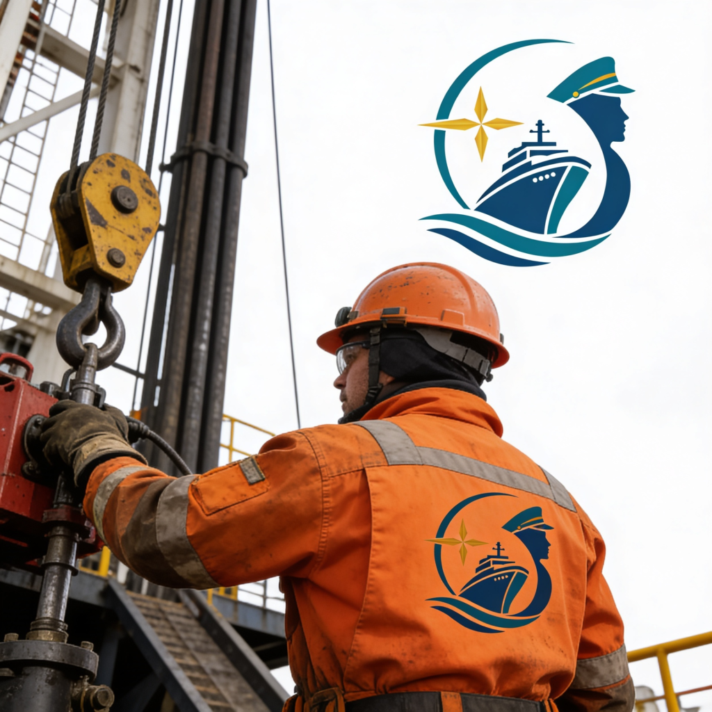 About 1 magnific an oil rig worker wearing rugges orange safety gea 79326